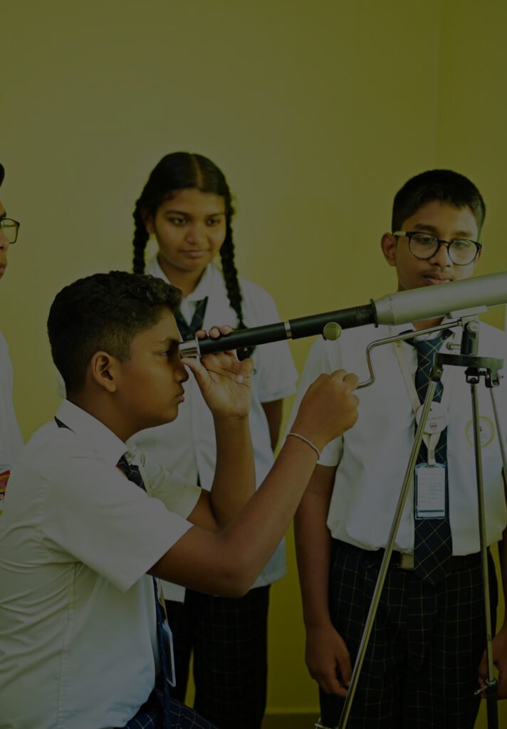 Students at Comorin International School reflecting core values